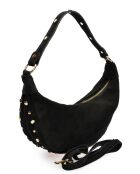 Giulia zwarte fluwelen leren schoudertas - 16x27x7,5 cm