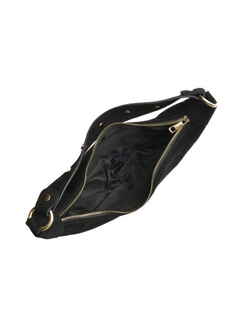 Giulia zwarte fluwelen leren schoudertas - 16x27x7,5 cm