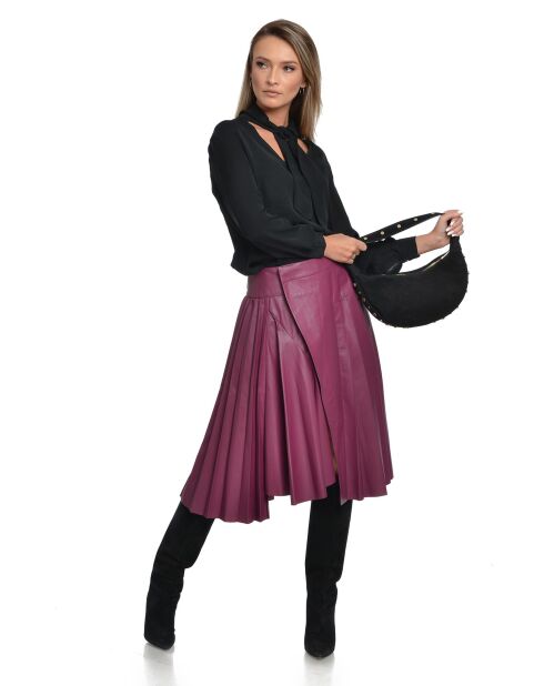 Giulia zwarte fluwelen leren schoudertas - 16x27x7,5 cm