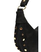 Giulia zwarte fluwelen leren schoudertas - 16x27x7,5 cm