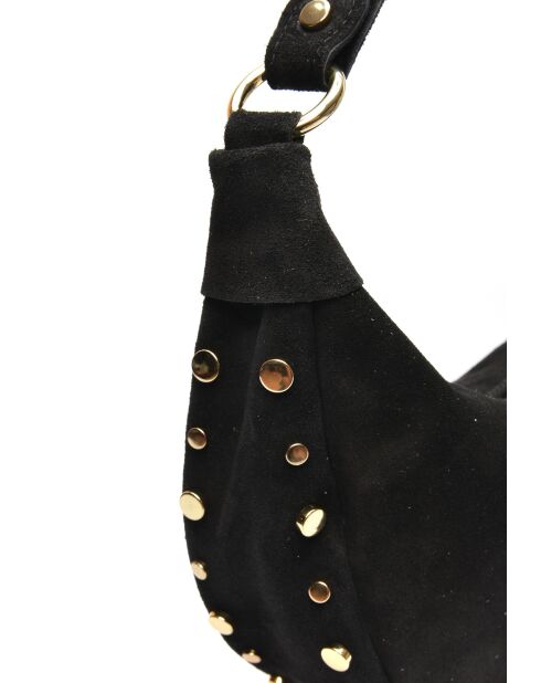 Giulia zwarte fluwelen leren schoudertas - 16x27x7,5 cm