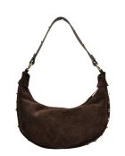 Giulia fluwelen leren schoudertas donkerbruin - 16x27x7,5 cm