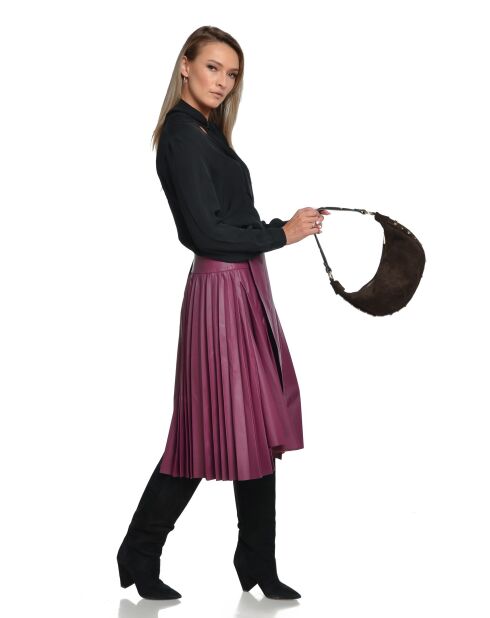 Giulia fluwelen leren schoudertas donkerbruin - 16x27x7,5 cm