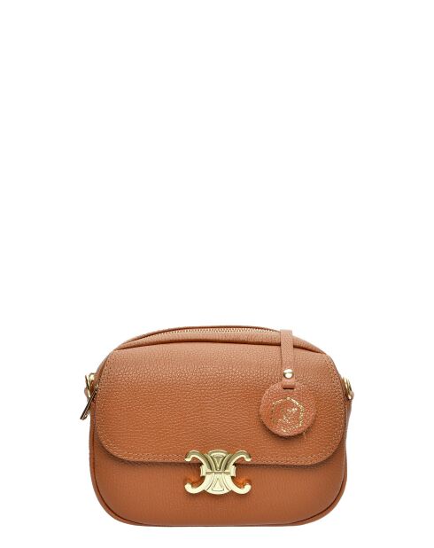Schultertasche Elina Cognac aus Leder - 17x22x7 cm