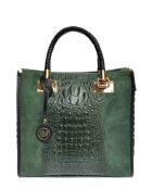 Cyrah Green Handtasche aus Samt, 28,5 x 29,5 x 12 cm