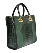Cyrah Green Handtasche aus Samt, 28,5 x 29,5 x 12 cm