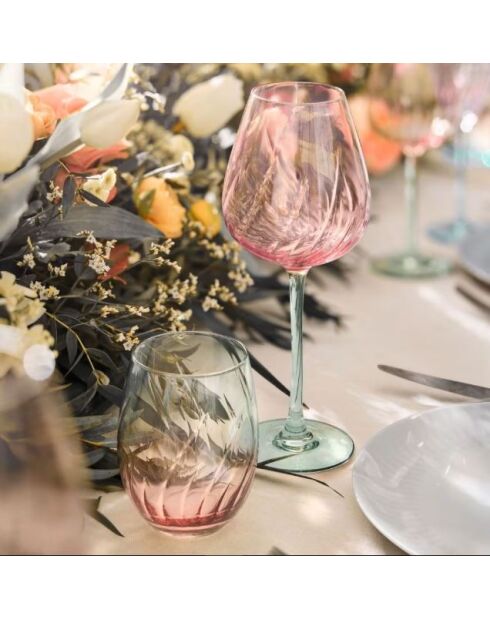 4 Swirly gekleurde steelglazen - 47cl