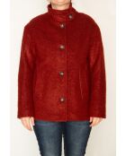 Korte bordeauxrode jas van mohairmix van Somain