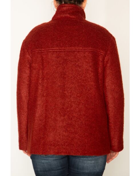 Korte bordeauxrode jas van mohairmix van Somain