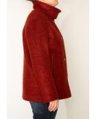 Korte bordeauxrode jas van mohairmix van Somain