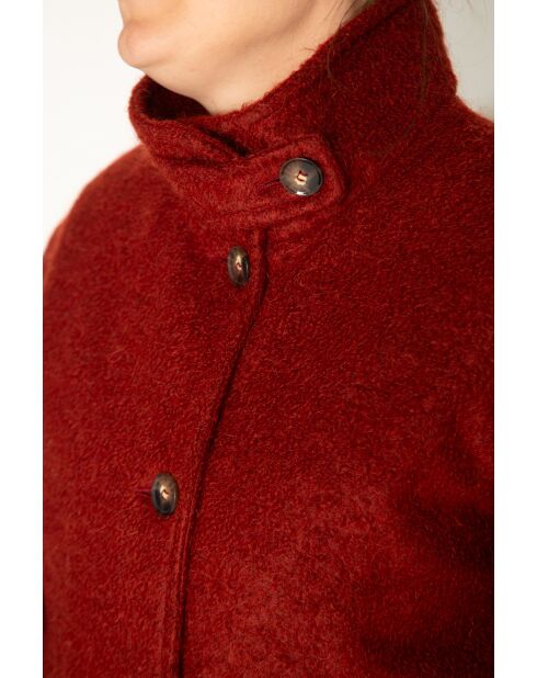 Korte bordeauxrode jas van mohairmix van Somain