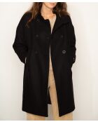 Auberive Mantel aus schwarzem Wollstoff mit hohem Kragen