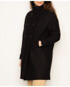 Auberive Mantel aus schwarzem Wollstoff mit hohem Kragen