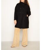 Auberive Mantel aus schwarzem Wollstoff mit hohem Kragen