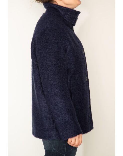 Marineblauwe korte jas van mohairmix Somain