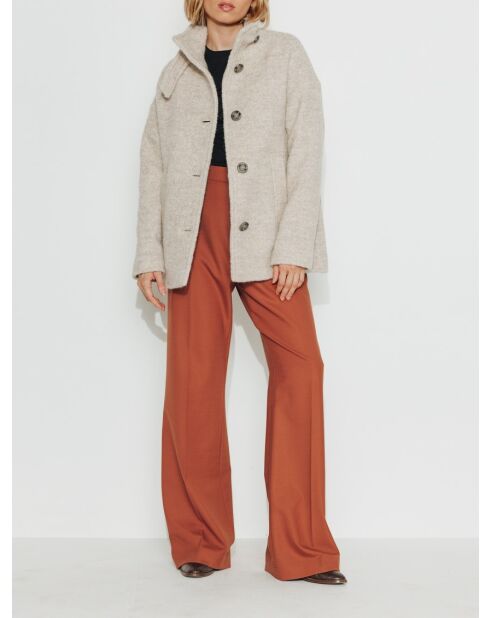 Somain - Korte jas van wolmix in zandtweed