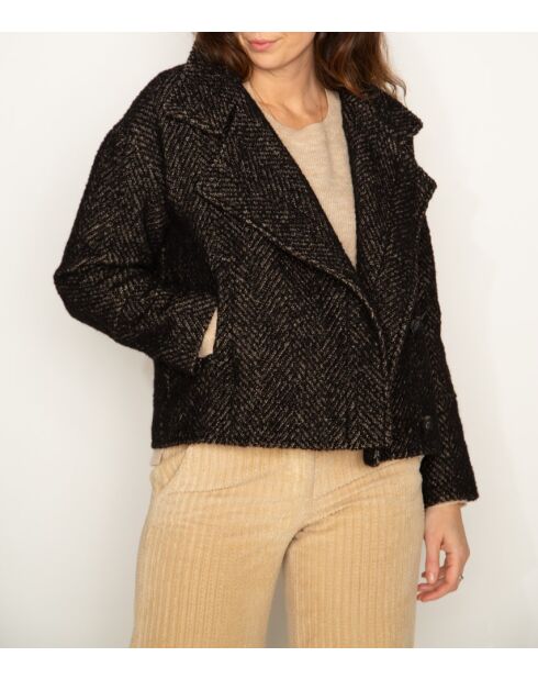 Sofar Kurzmantel aus Wollmischung mit schwarzem Chevron