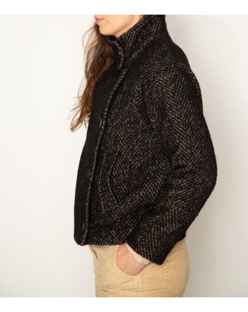 Sofar Kurzmantel aus Wollmischung mit schwarzem Chevron