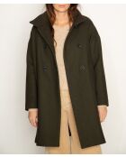 Auberive Mantel aus khakifarbenem Wollstoff mit hohem Kragen