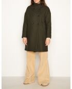 Auberive Mantel aus khakifarbenem Wollstoff mit hohem Kragen