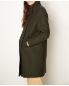 Auberive Mantel aus khakifarbenem Wollstoff mit hohem Kragen