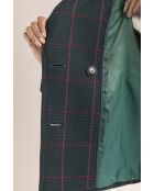 Authentischer blauer karierter Boisset Erbsenmantel aus Wollmischung