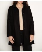 Schwarzer Mantel aus Wollmischung mit hohem Kragen von Boval