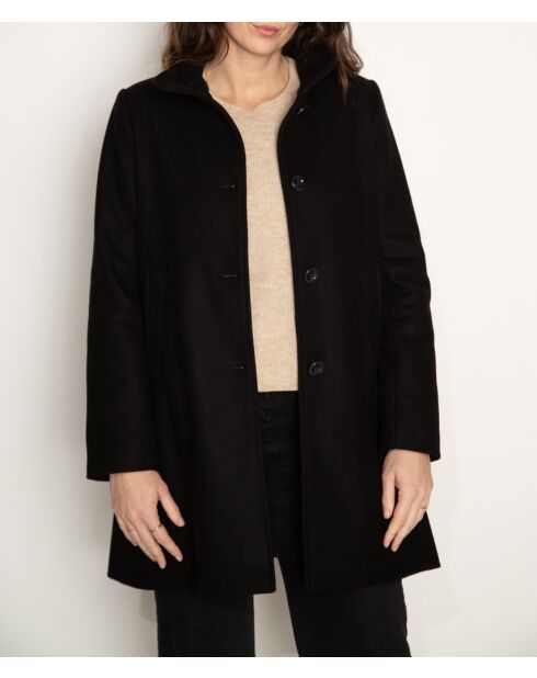 Schwarzer Mantel aus Wollmischung mit hohem Kragen von Boval