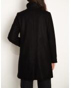 Schwarzer Mantel aus Wollmischung mit hohem Kragen von Boval