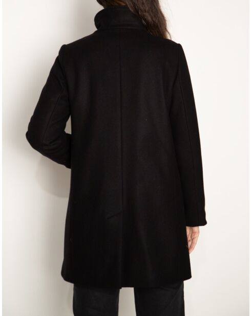 Schwarzer Mantel aus Wollmischung mit hohem Kragen von Boval