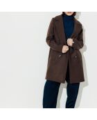 Langer Mantel Maranta aus brauner Wollmischung