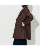 Langer Mantel Maranta aus brauner Wollmischung