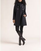 Cappotto Chabottes da donna in panno di lana blu marino