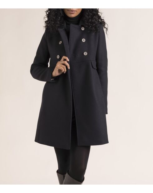 Cappotto Chabottes da donna in panno di lana blu marino