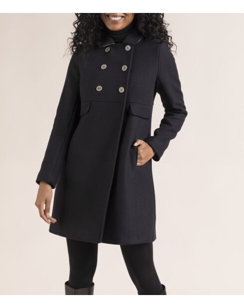 Cappotto Chabottes da donna in panno di lana blu marino