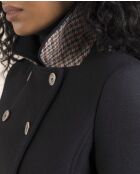 Cappotto Chabottes da donna in panno di lana blu marino