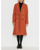 Gerader Mantel Senlis aus orangefarbenem Wolltuch