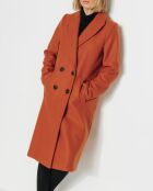 Gerader Mantel Senlis aus orangefarbenem Wolltuch