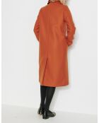Gerader Mantel Senlis aus orangefarbenem Wolltuch