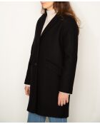 Brillanter übergroßer schwarzer Wollmantel