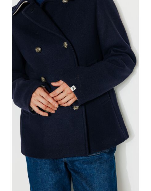 Authentieke Prunier marineblauwe erwtenjas van wolmix voor dames