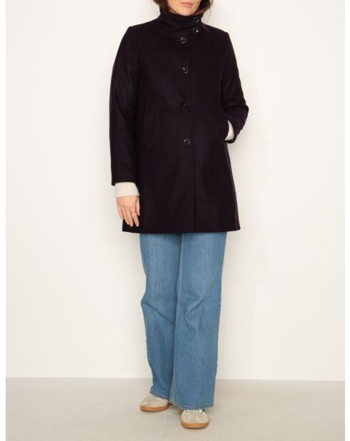 Marineblauer Mantel mit hohem Kragen Boval