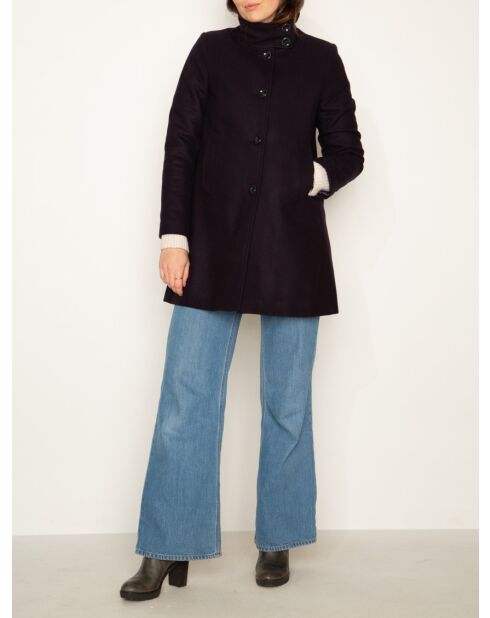 Marineblauer Mantel mit hohem Kragen Boval