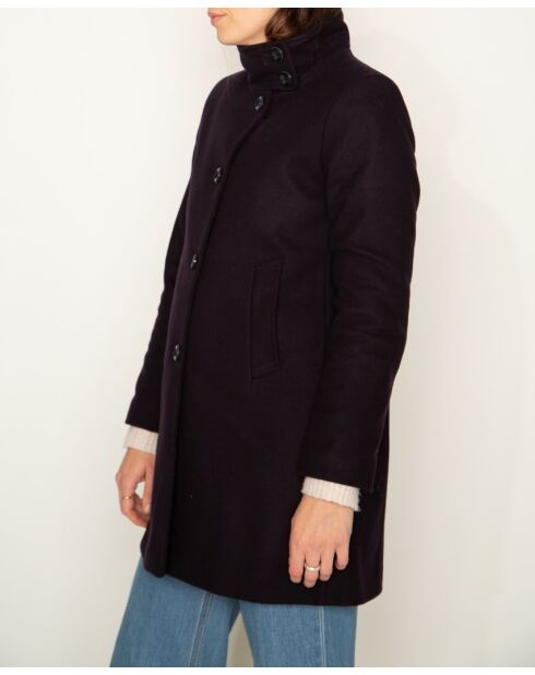 Marineblauer Mantel mit hohem Kragen Boval