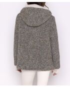 Cappotto corto con cappuccio Cormoz in misto lana multicolore