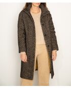 Oversize-Mantel Chablis aus schwarz-beigem Chevron-Wollmix