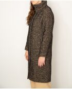 Oversize-Mantel Chablis aus schwarz-beigem Chevron-Wollmix