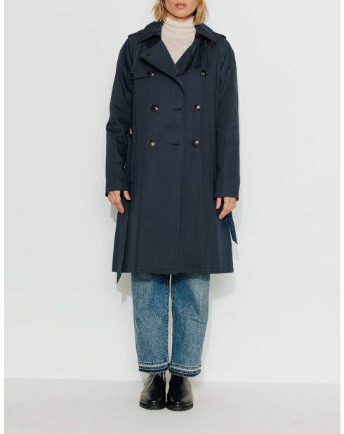 Authentischer Tangry-Trenchcoat aus reiner Baumwolle in Marineblau