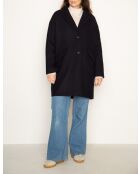 Manteau Brillant oversize en drap de laine bleu marine