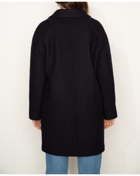 Manteau Brillant oversize en drap de laine bleu marine